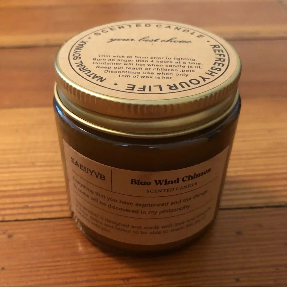 Scented Jar Candle — Amber Glass with Botanical Top